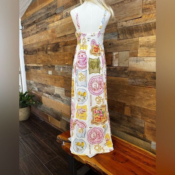 Paper Heart Dolce Vita multi colored linen blend spaghetti strap tiered dress SM - Picture 3 of 12